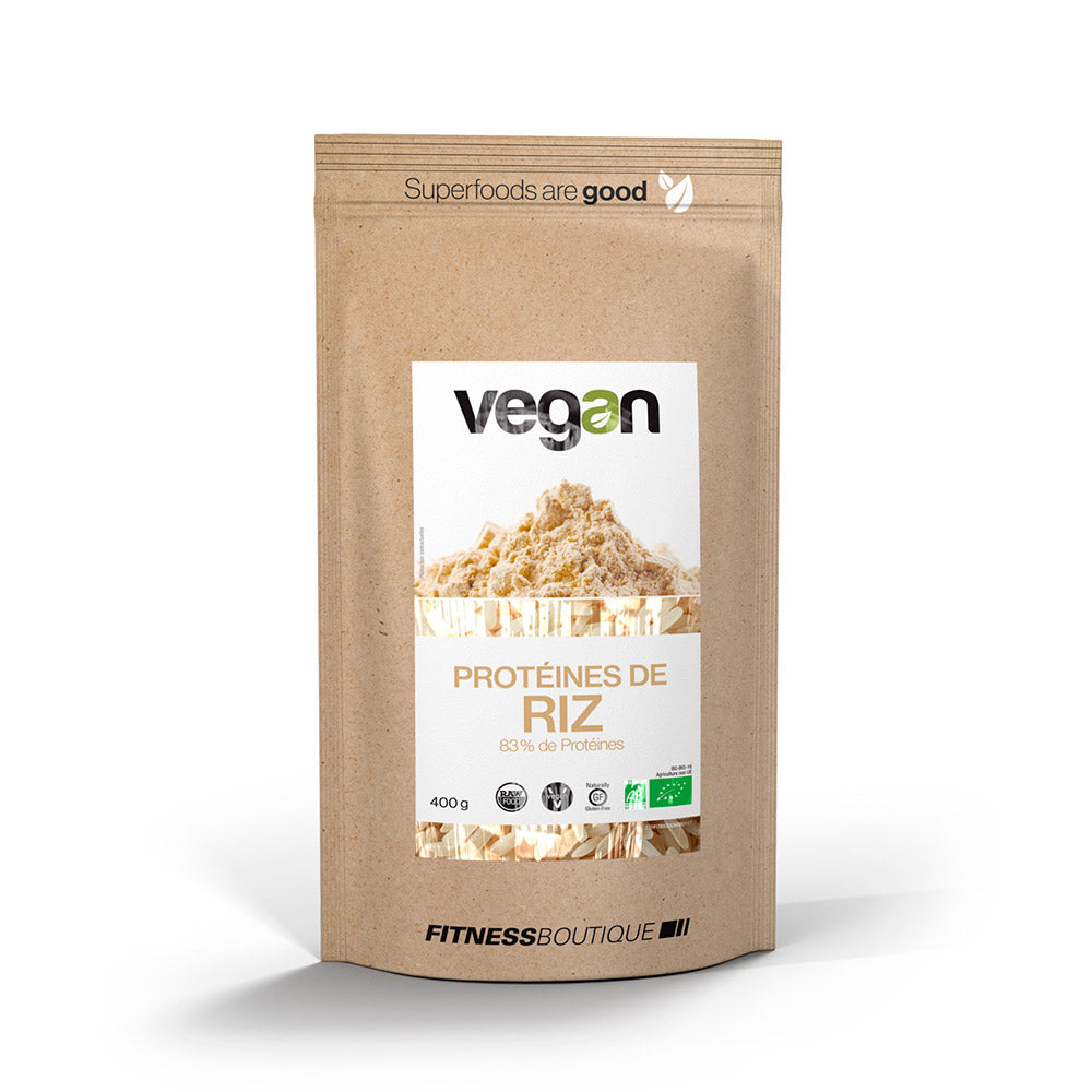 Proteines de Riz 83 % Cru et BIO FITNESSBOUTIQUE VEGAN - FitnessBoutique