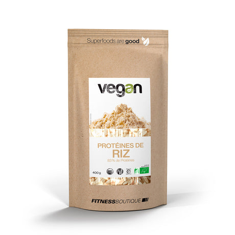 Proteines de Riz 83 % Cru et BIO FITNESSBOUTIQUE VEGAN - FitnessBoutique