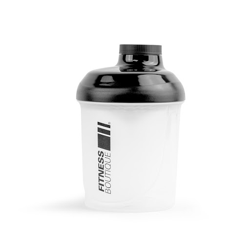 Shaker FitnessBoutique Translucide Couvercle Noir 300 ml FITNESSBOUTIQUE - FitnessBoutique